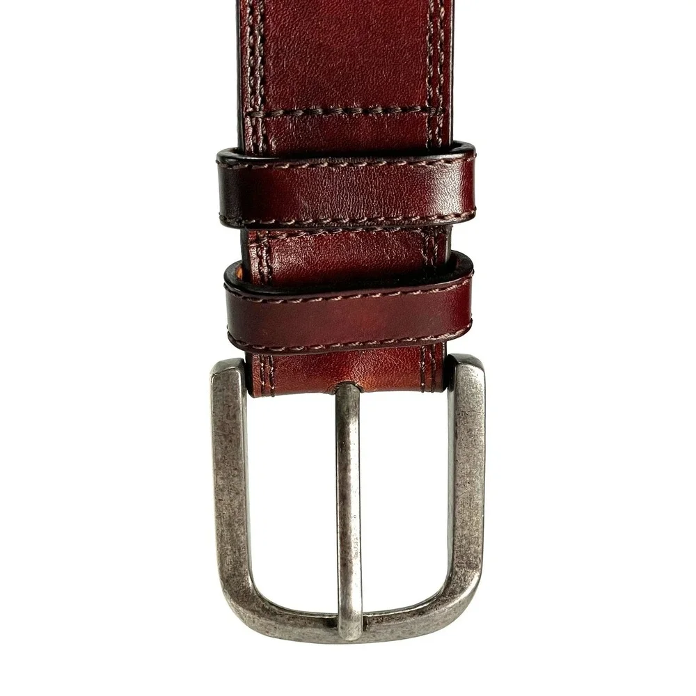 Magnanni Leather Belt Mens 44‎ Brown Classic Nickel Hardware Preppy Casual Spain